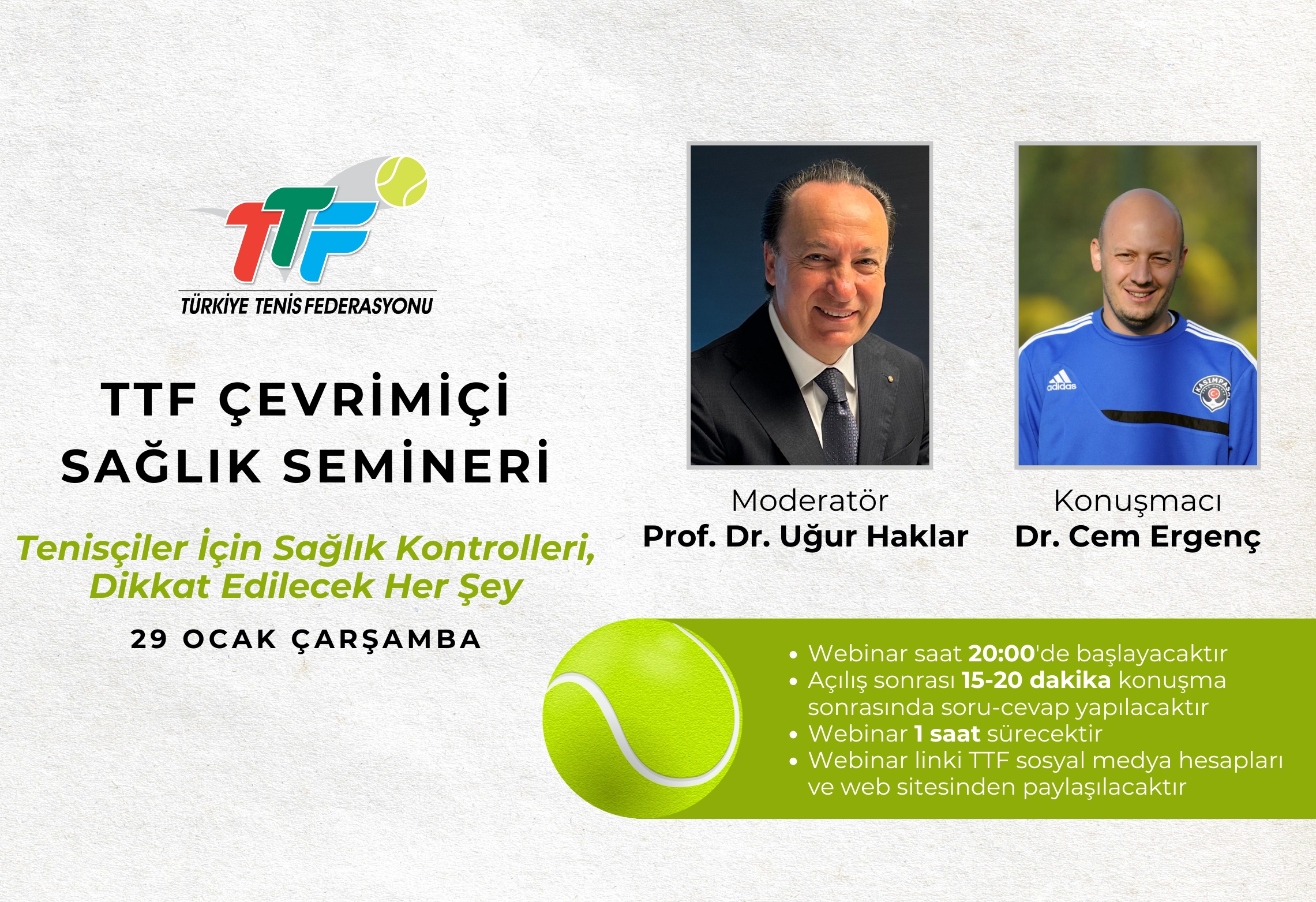 TTF Çevrimiçi Sağlık Seminerlerinin İlki 29 Ocak Çarşamba Günü Gerçekleşecek